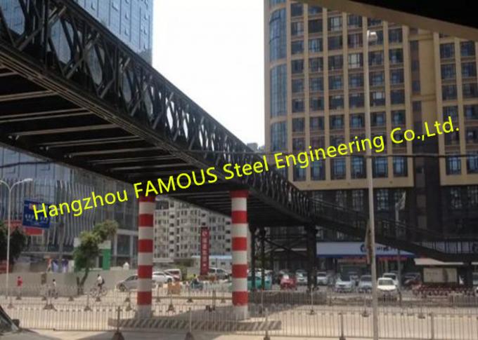 Long Span Metal Prefabricated Steel Truss Pedestrian Bridge Overcrossing Q345B - Q460C