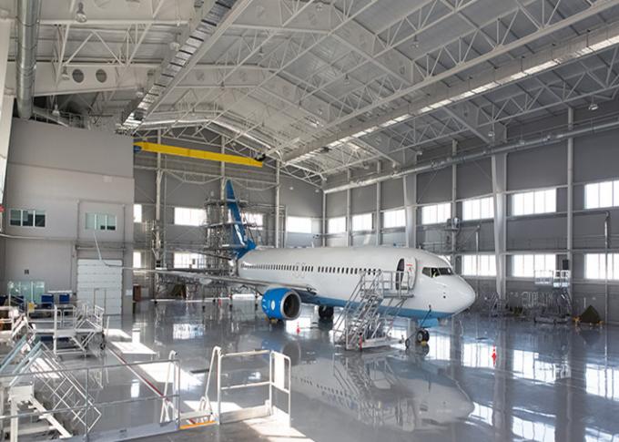 Hot Galvanized Steel Metal Building Structures , Shed Aircraft Hangar Buildings For Airplanes / Air Terminals