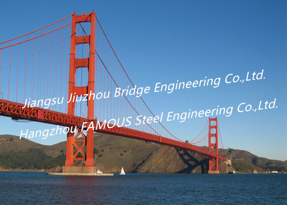 China Cool Cable Stayed Red Suspension Bridge Structural Frames Bailey Clear Span supplier